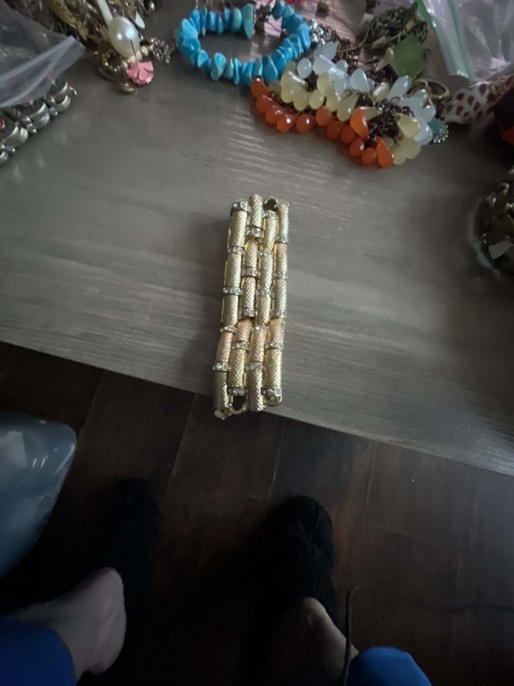 Vintage Monet Gold Tone Multi-Row Textured Link Bracelet